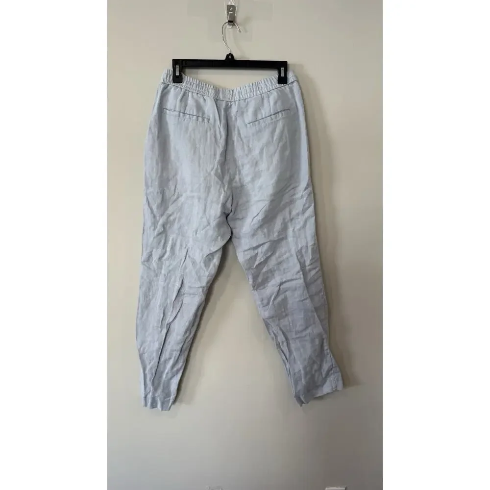 Zara Womens Linen Women Joggers Pull On Elastic Waist Sweatpants Medium 2742